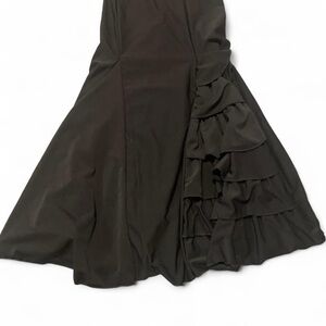 Chic Black Ruffled Midi Skirt